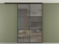 Перегородка Формато вдоль стены на потолок 2 створки с синхронным механизмом