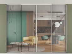 Перегородка Формато внутри проёма скрытое крепление в потолок 4 створки