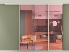 Перегородка Formato вдоль стены на потолок 3 створки с синхронным механизмом