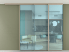 Перегородка Формато вдоль стены на потолок 3 створки с синхронным механизмом