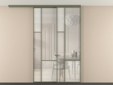 Перегородка Мозаик вдоль стены на потолок 2 створки с синхронным механизмом