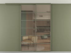 Перегородка Formato вдоль стены на потолок 2 створки с синхронным механизмом