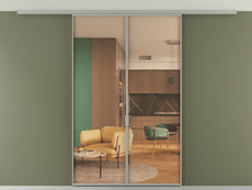 Перегородка Формато вдоль стены на потолок 2 створки