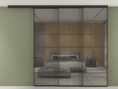 Перегородка Formato вдоль стены на потолок 3 створки с синхронным механизмом