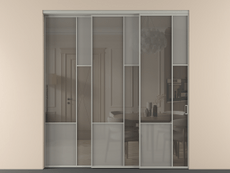 Перегородка Мозаик внутри проёма 3 створки с синхронным механизмом