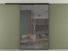 Перегородка Формато вдоль стены на потолок 2 створки с синхронным механизмом