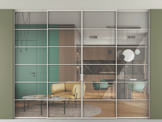 Перегородка Formato внутри проёма скрытое крепление в потолок 4 створки