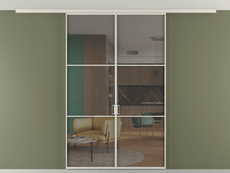 Перегородка Формато вдоль стены на потолок 2 створки