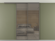 Перегородка Формато вдоль стены на потолок 2 створки с синхронным механизмом