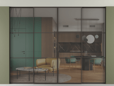 Перегородка Formato внутри проёма скрытое крепление в потолок 4 створки