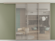 Перегородка Формато вдоль стены на потолок 3 створки с синхронным механизмом