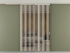 Перегородка Формато вдоль стены на потолок 2 створки с синхронным механизмом