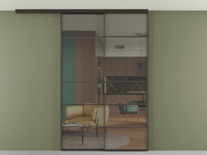 Перегородка Формато вдоль стены на потолок 2 створки с синхронным механизмом