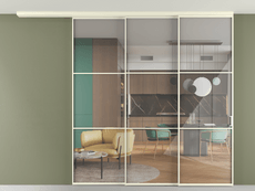 Перегородка Формато вдоль стены на потолок 3 створки с синхронным механизмом