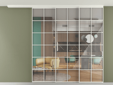 Перегородка Формато вдоль стены на потолок 3 створки с синхронным механизмом