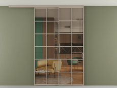 Перегородка Формато вдоль стены на потолок 2 створки с синхронным механизмом