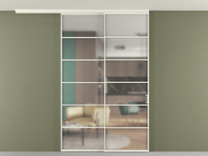 Перегородка Formato вдоль стены на потолок 2 створки с синхронным механизмом