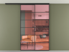 Перегородка Формато вдоль стены на потолок 2 створки с синхронным механизмом