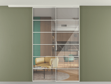 Перегородка Формато вдоль стены на потолок 2 створки с синхронным механизмом