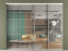 Перегородка Formato внутри проёма 4 створки с синхронным механизмом