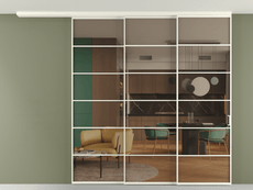 Перегородка Formato вдоль стены на потолок 3 створки с синхронным механизмом