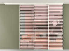 Перегородка Formato вдоль стены на потолок 3 створки с синхронным механизмом