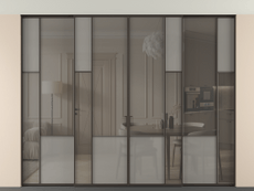 Перегородка Мозаик внутри проёма скрытое крепление в потолок 4 створки