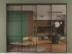 Перегородка Формато внутри проёма 4 створки с синхронным механизмом