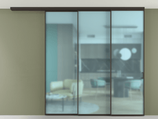 Перегородка Формато вдоль стены на потолок 3 створки с синхронным механизмом
