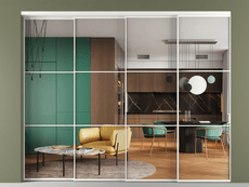 Перегородка Formato внутри проёма 4 створки с синхронным механизмом