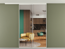 Перегородка Формато вдоль стены на потолок 2 створки с синхронным механизмом