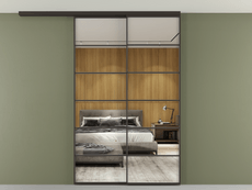 Перегородка Формато вдоль стены на потолок 2 створки с синхронным механизмом