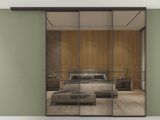 Перегородка Formato вдоль стены на потолок 3 створки с синхронным механизмом