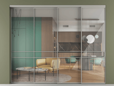 Перегородка Formato внутри проёма 4 створки с синхронным механизмом