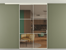 Перегородка Формато вдоль стены на потолок 2 створки с синхронным механизмом