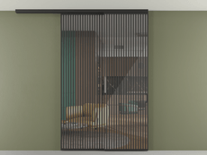 Перегородка Формато вдоль стены на потолок 2 створки с синхронным механизмом