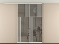 Перегородка Мозаик вдоль стены на потолок 2 створки с синхронным механизмом