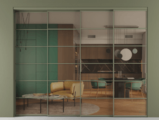 Перегородка Formato внутри проёма 4 створки с синхронным механизмом