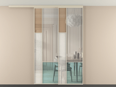 Перегородка Mosaic вдоль стены на потолок 2 створки с синхронным механизмом