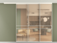 Перегородка Формато вдоль стены на потолок 3 створки с синхронным механизмом