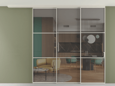 Перегородка Формато вдоль стены на потолок 3 створки с синхронным механизмом