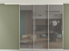 Перегородка Formato вдоль стены на потолок 3 створки с синхронным механизмом