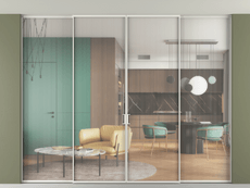 Перегородка Формато внутри проёма скрытое крепление в потолок 4 створки