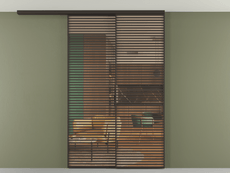 Перегородка Formato вдоль стены на потолок 2 створки с синхронным механизмом