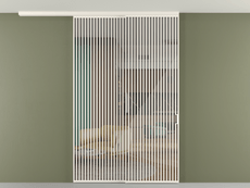 Перегородка Формато вдоль стены на потолок 2 створки с синхронным механизмом