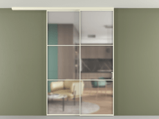 Перегородка Формато вдоль стены на потолок 2 створки с синхронным механизмом