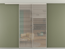 Перегородка Формато вдоль стены на потолок 2 створки с синхронным механизмом