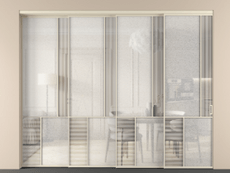 Перегородка Мозаик внутри проёма 4 створки с синхронным механизмом