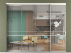 Перегородка Формато внутри проёма 4 створки с синхронным механизмом