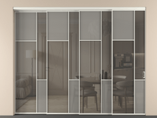 Перегородка Mosaic внутри проёма 4 створки с синхронным механизмом